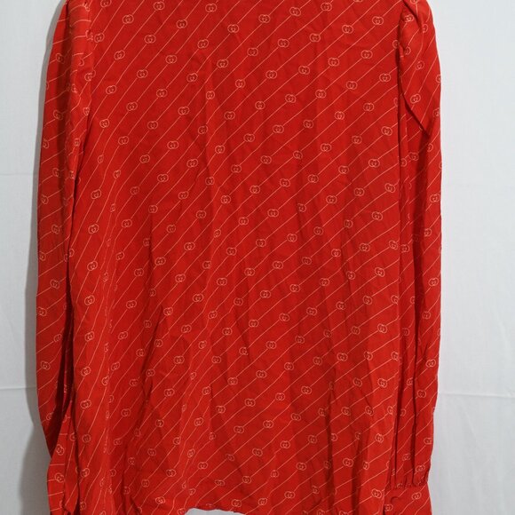 Gucci Red Diagonal GG Silk Blouse 100% Silk Very Good Condition Unisex Logo - Picture 9 of 14